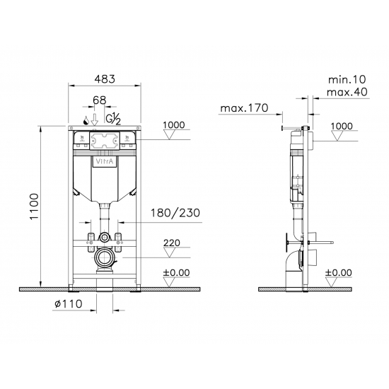 Комплект инсталляции NORM Fit L-Box 9773B099-7207 инсталляция, клавиша хром, унитаз с микролифтом