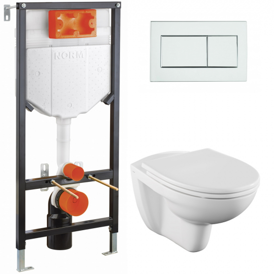 Комплект инсталляции NORM Fit L-Box 9773B099-7207 инсталляция, клавиша хром, унитаз с микролифтом