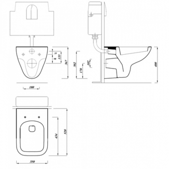Комплект инсталляции OLI 120 eco Sanitarblock mechanic клавиша хром, унитаз Senner Square, микролифт