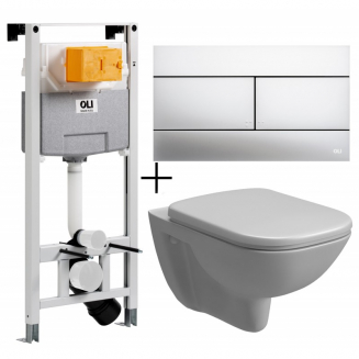 Комплект инсталляции OLI 120 eco Sanitarblock mechanic клавиша хром, унитаз Senner Square, микролифт