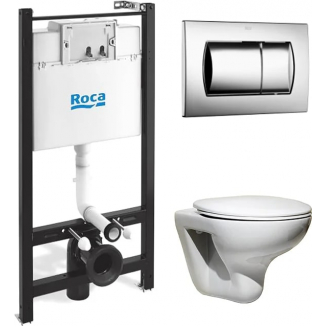 Комплект ROCA Mateo 893100010 инсталляция, унитаз подвесной, сиденье, кнопка