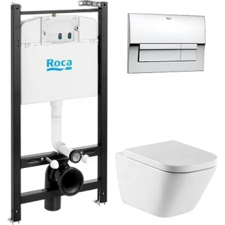 Комплект ROCA The Gap Rimless 893104100 инсталляция, унитаз подвесной, кнопка, крышка микролифт 
