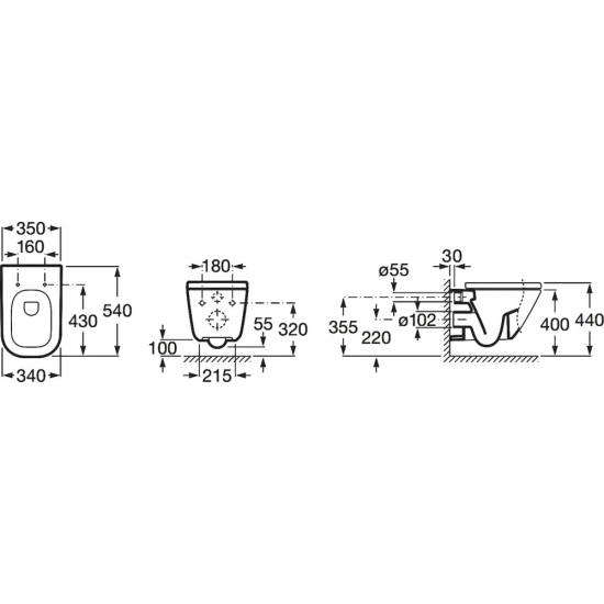 Комплект ROCA The Gap Rimless 893104100 инсталляция, унитаз подвесной, кнопка, крышка микролифт 