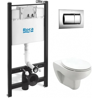 Комплект ROCA Victoria ПЭК 893100000 инсталляция, унитаз подвесной, сиденье, кнопка
