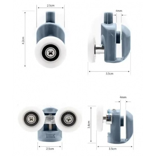 Комплект роликов для душевой кабины (4 двойных + 4 одинарных) с кнопкой №2-23-B