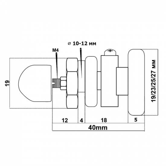 Комплект роликов для душевой кабины двойных с эксцентриком (8 шт) №2-25-Э