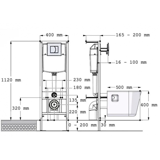 Комплект ROSA Рио 4630055558407 с инсталляцией, с сиденьем полипропилен, кнопка хром