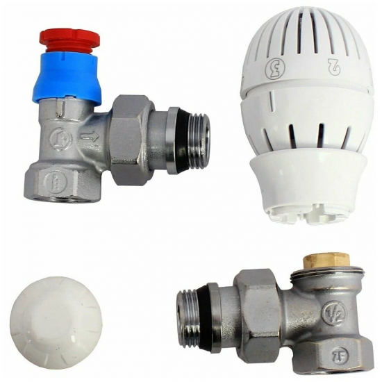 Комплект термостатический GIAKOMINI 1/2" R470FX003 угловой (термоголовка, термостат клапан)