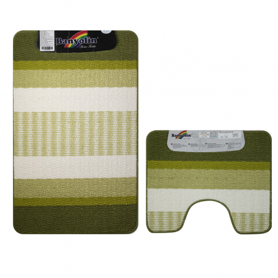 Коврик для ванной комнаты САНАКС 00824 2 предмета 55*90 + 55*45 зелёный