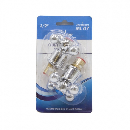 Кран букса MIXLINE ML07 резба 1/2 керамика 8*24 с маховиком крест, пара 2 штуки в блистере