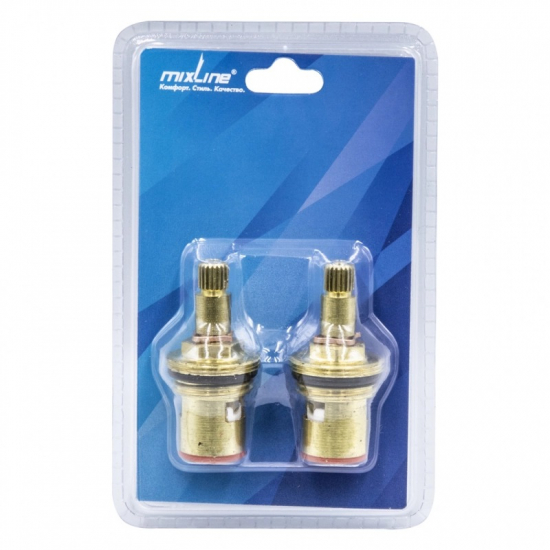 Кран букса MIXLINE ML09 резба 1/2 керамика 8*20 под крест, пара 2 штуки в блистере