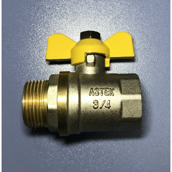 Кран шаровый газ ASTEK 3/4" вн-нар бабочка 