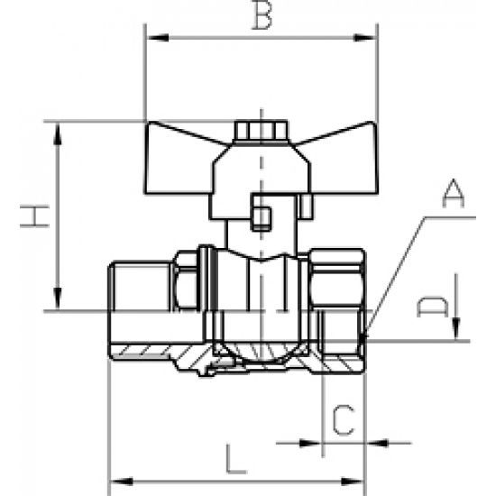 Кран шаровый газ ГАЛЛОП Стандарт 1/2" вн-нар бабочка DN-15  231 0115014
