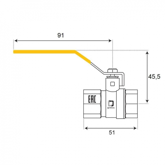 Кран шаровый газ STM-GAS 1/2" вн-вн рычаг 