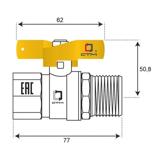 Кран шаровый газ STM-GAS 3/4" вн-нар бабочка CGFMB034