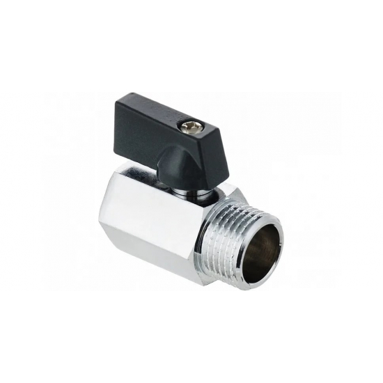 Кран шаровый мини FRAP 1/2" г-ш прямой, флажок черный