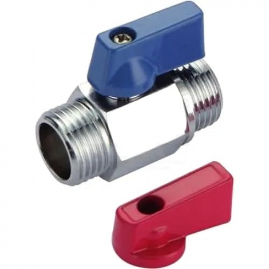 Кран шаровый мини FRAP 1/2" ш-ш прямой, 2 флажка в комплекте - синий/красный F243.04