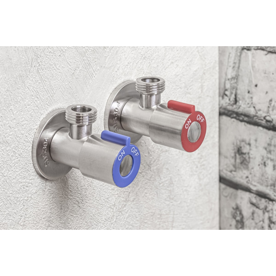 Кран шаровый мини комплект RM 1/2"x1/2" ш-ш угловой, нержавеющая сталь AISI304 ATS-1212-2