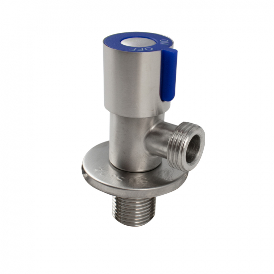 Кран шаровый мини MAGNUS 1/2" ш-ш угловой, нержавеющая сталь SUS304 M9269 синий