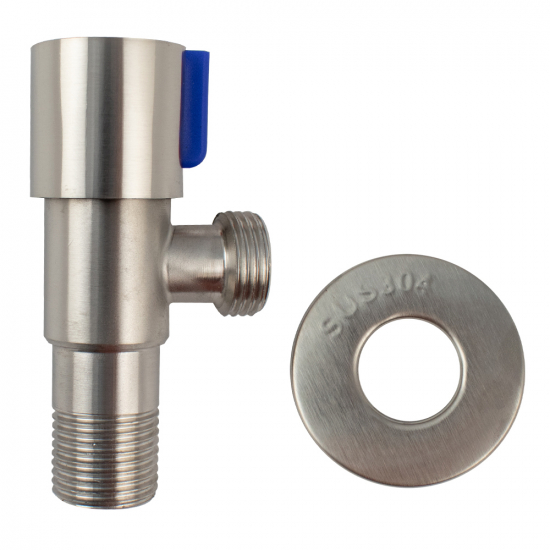 Кран шаровый мини MAGNUS 1/2" ш-ш угловой, нержавеющая сталь SUS304 M9269 синий