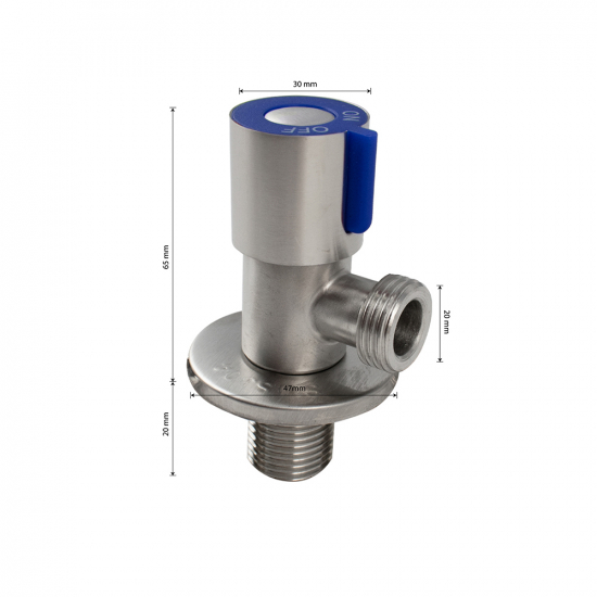Кран шаровый мини MAGNUS 1/2" ш-ш угловой, нержавеющая сталь SUS304 M9269 синий