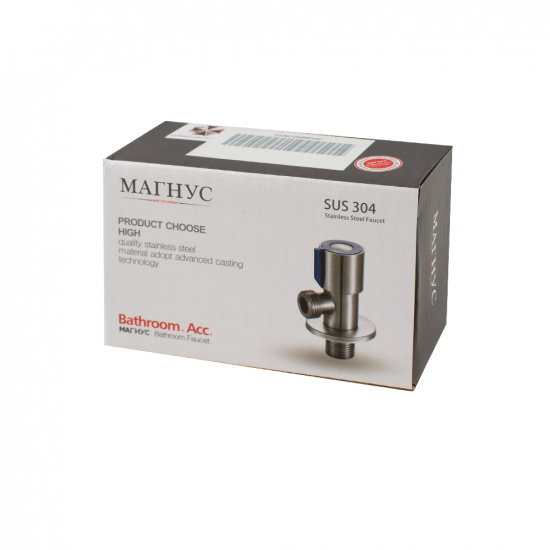 Кран шаровый мини MAGNUS 1/2" ш-ш угловой, нержавеющая сталь SUS304 M9269 синий