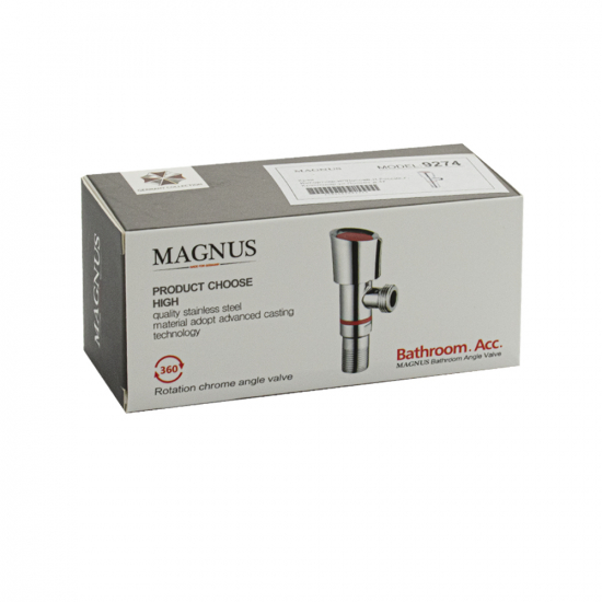 Кран шаровый мини MAGNUS 1/2"x1/2" ш-ш угловой, нержавеющая сталь SUS304 M9274 красный