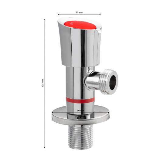 Кран шаровый мини MAGNUS 1/2"x1/2" ш-ш угловой, нержавеющая сталь SUS304 M9274 красный