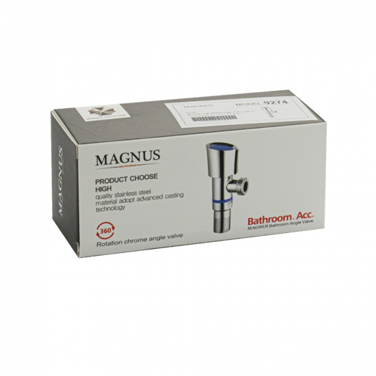 Кран шаровый мини MAGNUS 1/2"x1/2" ш-ш угловой, нержавеющая сталь SUS304 M9275 синий