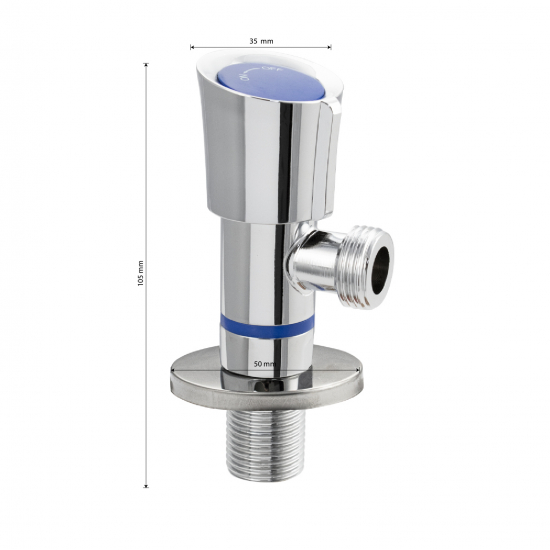 Кран шаровый мини MAGNUS 1/2"x1/2" ш-ш угловой, нержавеющая сталь SUS304 M9275 синий