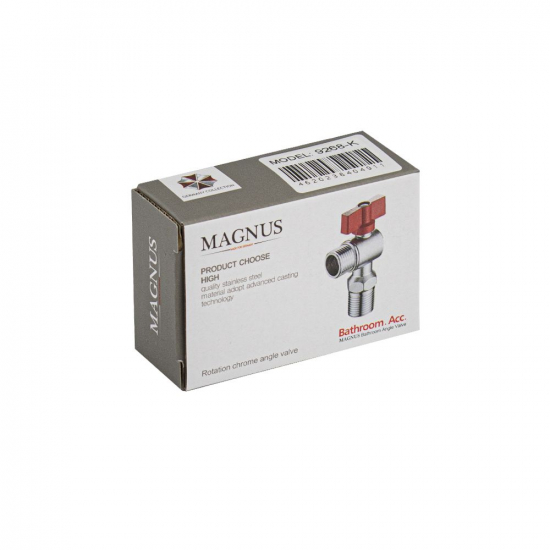 Кран шаровый мини MAGNUS 1/2"x1/2" ш-ш угловой под ключ, нержавеющая сталь SUS304 M9268-K красный