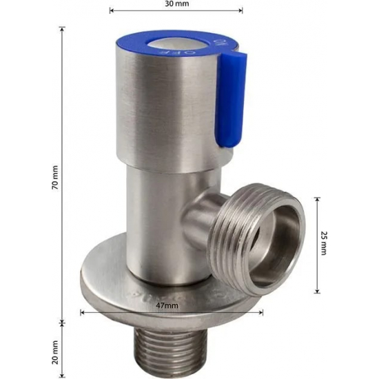 Кран шаровый мини MAGNUS 1/2"x3/4" ш-ш угловой, нержавеющая сталь SUS304 M9271