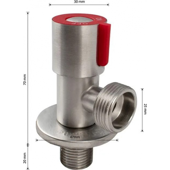 Кран шаровый мини MAGNUS 1/2"x3/4" ш-ш угловой, нержавеющая сталь SUS304 M9273