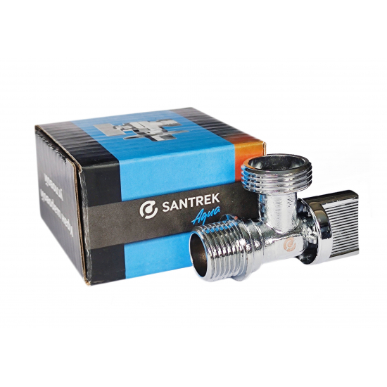 Кран шаровый мини SANTREK AQUA Base 1/2"x3/4" ш-ш угловой, с отражателем