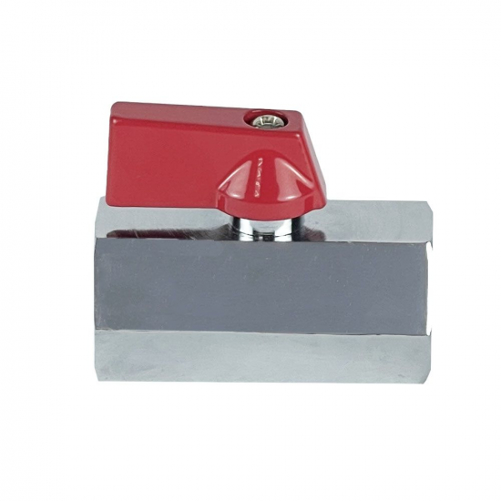 Кран шаровый мини VALFEX 330 1/2 г-г прямой, никель, флажок красный