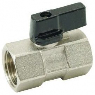 Кран шаровый мини WATERMARK 1/2" г-г прямой, флажок черный