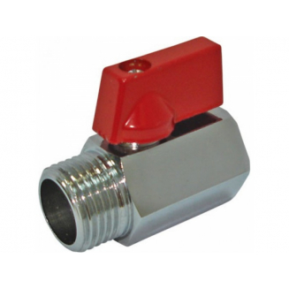 Кран шаровый мини WATERMARK 1/2" г-ш прямой, флажок красный