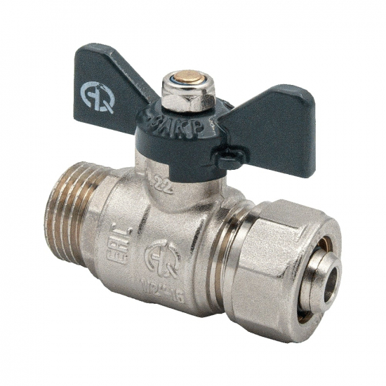 Кран шаровый под метллопластиковую трубу  AQUALINK 16х1/2" ц-ш  00876