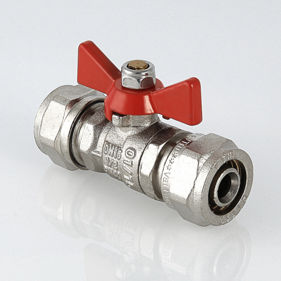 Кран шаровый под метллопластиковую трубу VALTEС 16x16 ц-ц  VT.343.N.1616