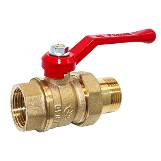 Кран шаровый с американкой  ГАЛЛОП Стандарт 1" прямой, бабочка красная DN-25 222  (0107158)