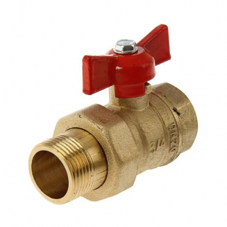 Кран шаровый с американкой  ГАЛЛОП Стандарт 3/4" прямой, бабочка красная DN-20 232  (0107169)