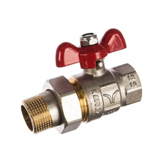 Кран шаровый с американкой PRO-AQUA 1/2" прямой, бабочка DN-15 никель FWB65-M15-F15S