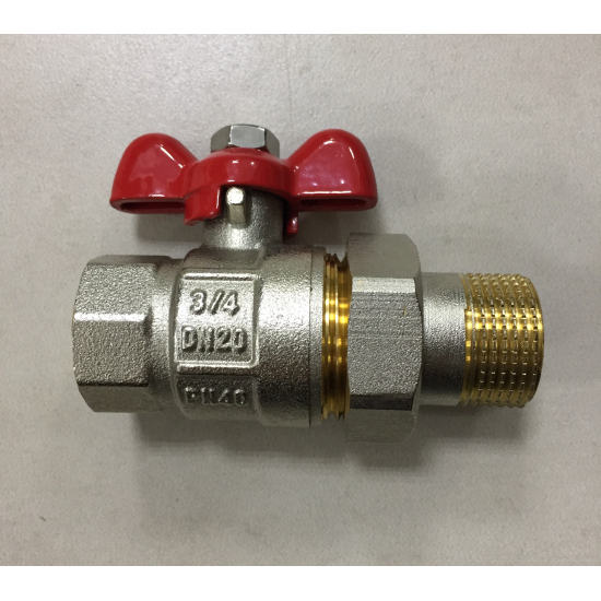 Кран шаровый с американкой PRO-AQUA 1/2" прямой, бабочка DN-15 никель FWB65-M15-F15S