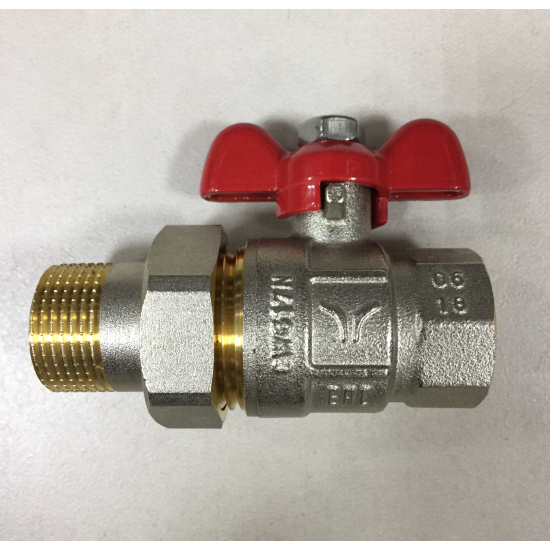 Кран шаровый с американкой PRO-AQUA 3/4" прямой, бабочка DN-20 никель FWB65-M20-F20X