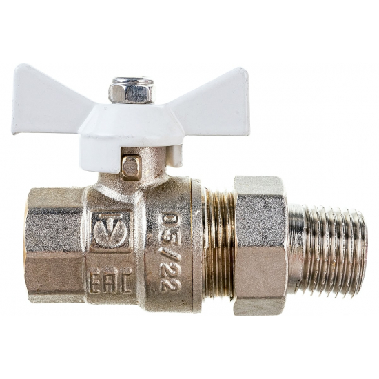 Кран шаровый с американкой  VALTEC 1/2" прямой, бабочка белая VT.227.NW.04 