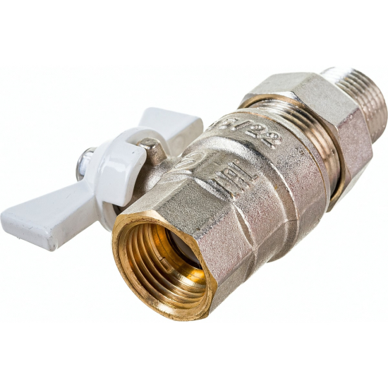 Кран шаровый с американкой  VALTEC 1/2" прямой, бабочка белая VT.227.NW.04 