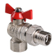 Кран шаровый с американкой  VALTEC 1/2" угловой, бабочка красная VT.228.N.04
