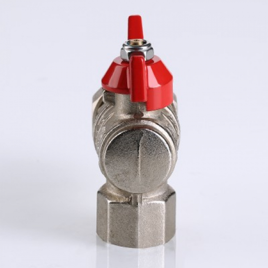 Кран шаровый с американкой  VALTEC 1/2" угловой, бабочка красная VT.228.N.04