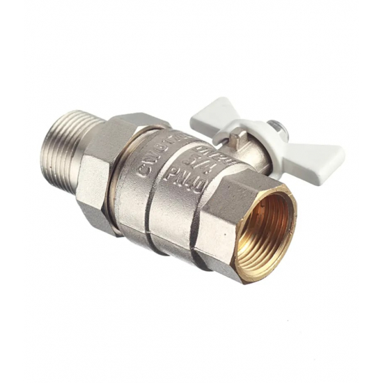 Кран шаровый с американкой  VALTEC 3/4" прямой, бабочка белая VT.227.NW.05