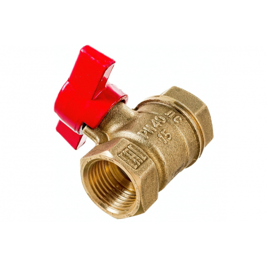 Кран шаровый вода БАЗ 1/2" вн-вн бабочка 11Б27п1 Ду15 А30/1 PN40 БАЗ.А30.1.15.40